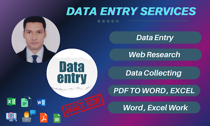 Gig Preview - Do reliable data entry, web research, typing, and PDF conversion services