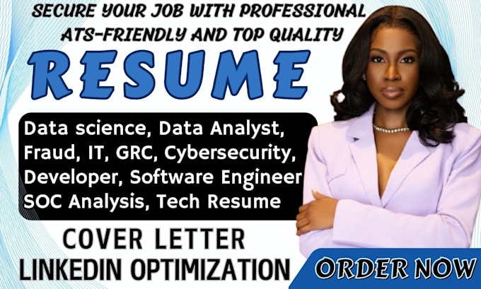 Gig Preview - Write data science, analyst, fraud, it grc, cybersecurity, engineer, tech resume