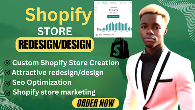 Gig Preview - Redesign shopify dropshipping store design SEO revamp edit update impove