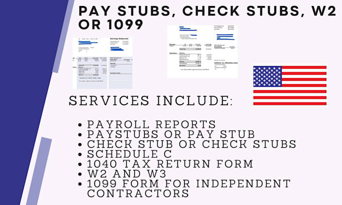 Gig Preview - Prepare paystub, pay check, stubs, payroll slip, w2 and 1099