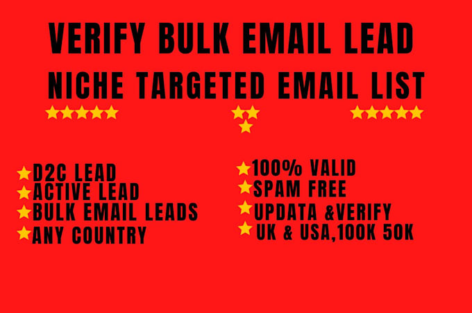 Gig Preview - Do verified bulk email leads,UK USA,niche targeted email list