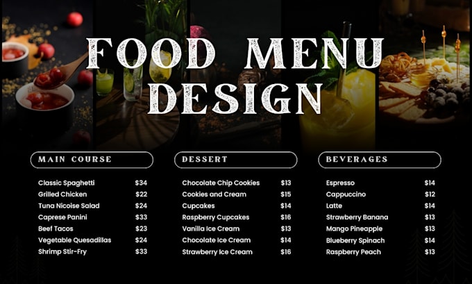 Gig Preview - Food menu design restaurant menu food flyer design digital menu price list