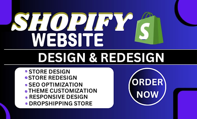 Gig Preview - Design shopify website design, shopify website redesign