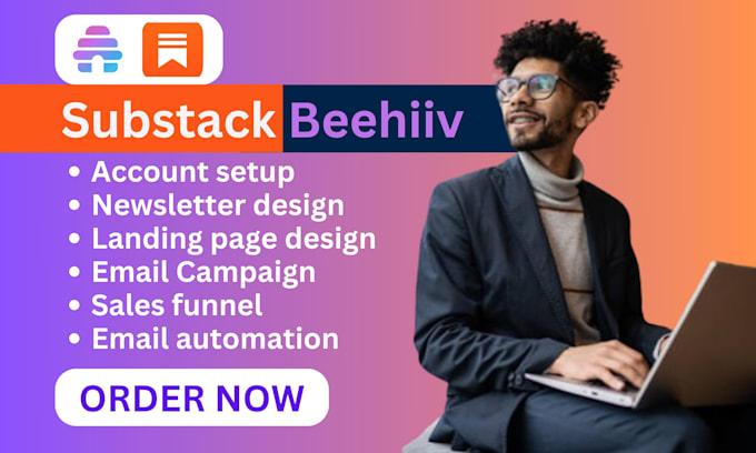 Gig Preview - Setup substack and beehiiv account editable newsletter landing page design