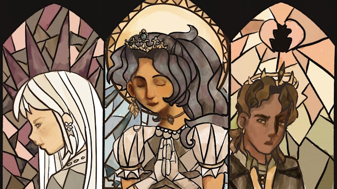 Gig Preview - Illustrate your character in a stained glass window