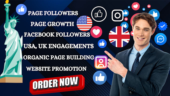 Gig Preview - Grow your fb marketing twitter nft ig page followers to USA UK fast audience