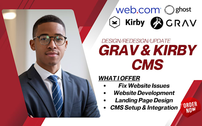 Gig Preview - Customize grav kirby cms, design grav website, kirby landing page, webcom cms