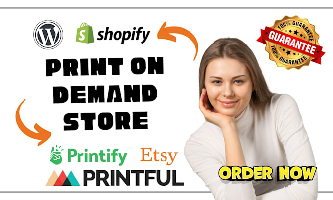 Gig Preview - Create a print on demand etsy or shopify store printify printful product listing