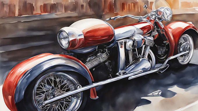 Gig Preview - Paint car and motorcycle portraits in watercolor