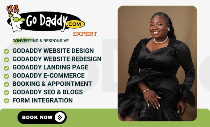 Gig Preview - Godaddy website design godaddy website redesign godaddy ecommerce store