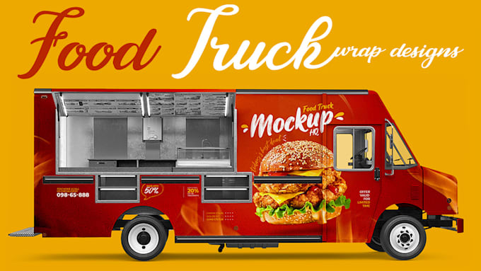 Gig Preview - Design stylish food truck wrap,decal,food trailer,car,van,rv,bus,and boat wrap