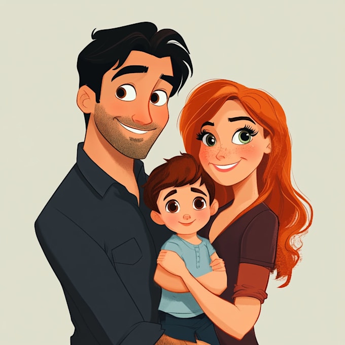 Gig Preview - Make disney family couple cartoon portrait