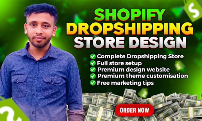 Gig Preview - Build attractive shopify dropshipping store, 7 figure dropshipping store