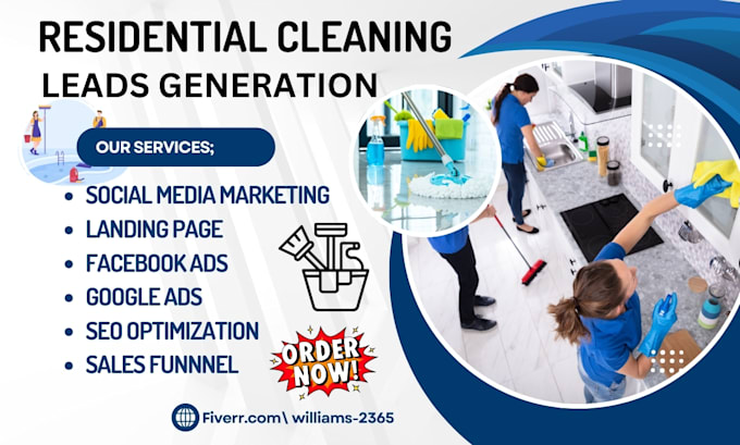 Gig Preview - Generate residential cleaning leads, janitorial, carpet, window cleaning website