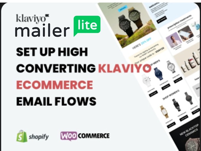 Gig Preview - Setup klaviyo email marketing flows campaign for shopify woocommerce ecommerce