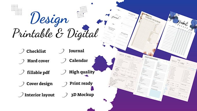 Gig Preview - Design ,format interactive pdf,digital journal planner calendar,low content book