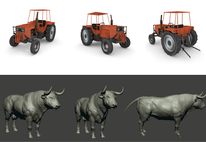 Gig Preview - 3d farm machineries model farm animal model farm accessories crops and landscape