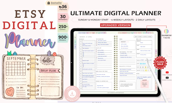 Gig Preview - Design responsive hyperlinked planner for etsy shop set up, etsy digital product