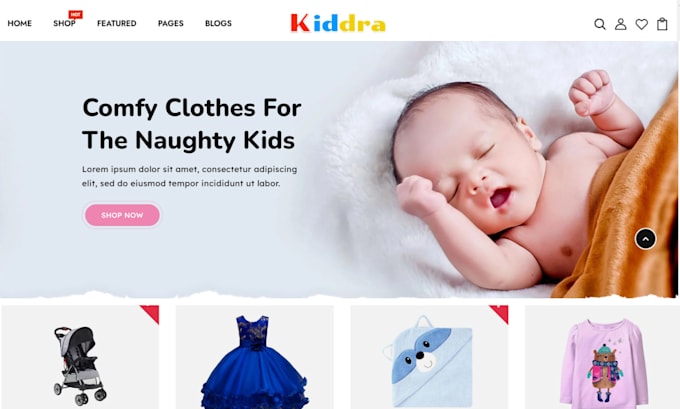 Gig Preview - Design baby products shopify store baby clothing kids store baby shopify store