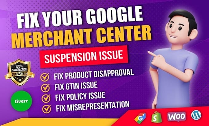 Gig Preview - Fix google merchant centre suspension and misrepresentation