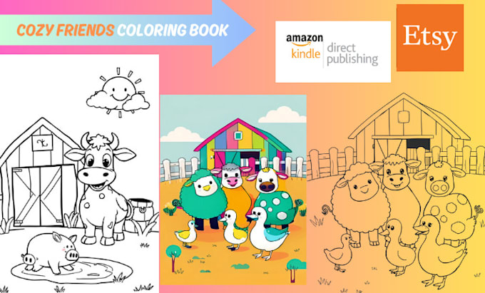 Gig Preview - Create cozy friends coloring book for kids and teen with coco wyo style