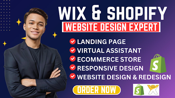 Gig Preview - Wix website design shopify store wix website redesign shopify website ecommerce