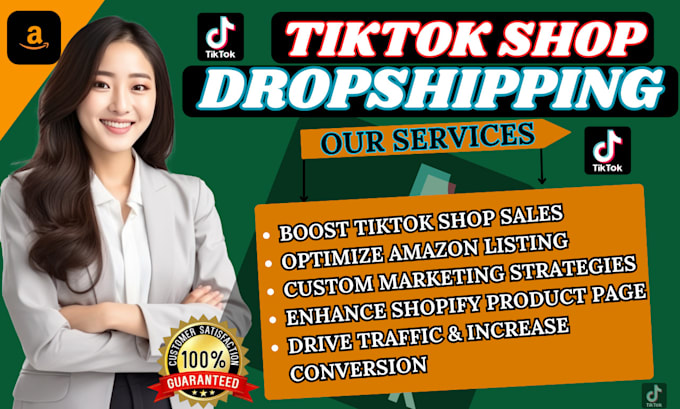 Gig Preview - Do amazon tiktok shop dropshipping shopify listing marketing