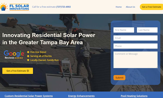 Gig Preview - Design solar website, plumber, roffing,services website, electrician website,