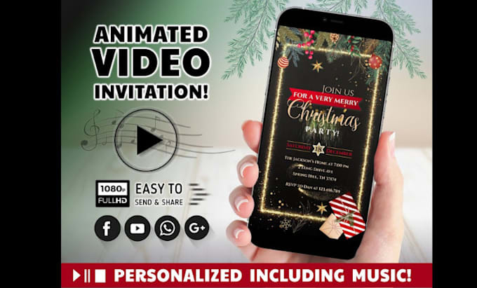 Gig Preview - Create amazing new years or christmas dj party holiday video invitation