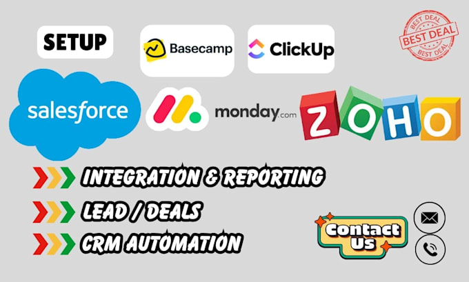 Gig Preview - Set up salesforce crm, zoho, monday, pipedrive  integrations,reporting,data sync