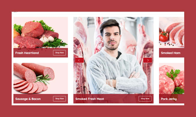 Gig Preview - Design butcher shopify seafood store restaurant website butcher meat store