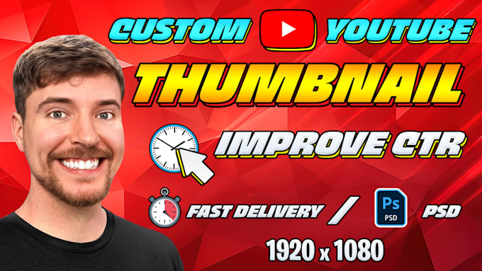 Bestseller - design attractive clickbait amazing youtube thumbnail in 1hr