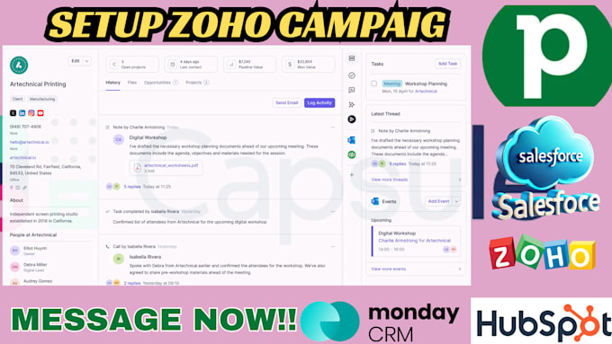 Gig Preview - Setup zoho campaign, create zoho report, zoho automation, zoho flows, books,desk