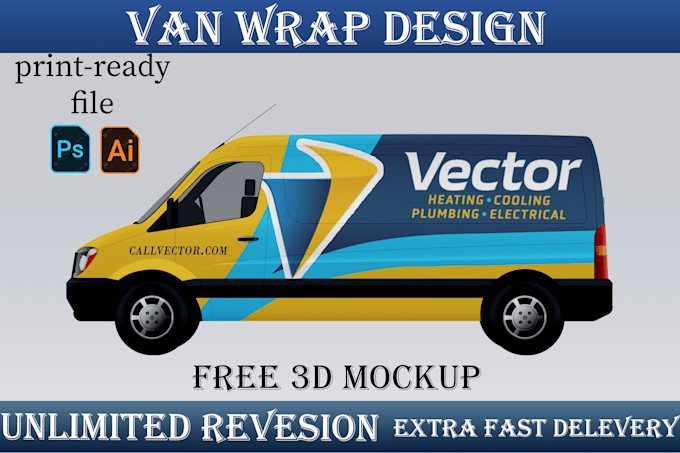 Gig Preview - Do unique, van wrap design,  vehicle wrap, car wrap truck wrap, boat wrap design