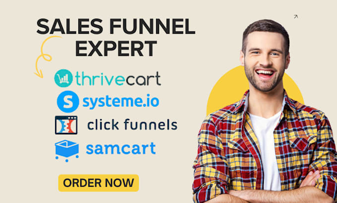 Gig Preview - Build high converting thrivecart systeme io samcart clickfunnels sales funnels