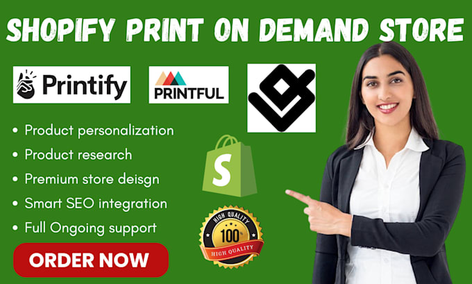 Gig Preview - Create shopify dropsphipping print on demand store via teeinblue gelato printify