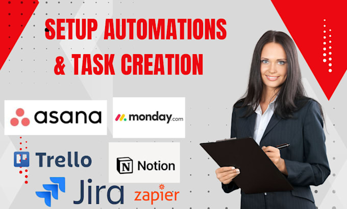 Gig Preview - Setup automations using clickup notion monday jira basecamp trello task creatio