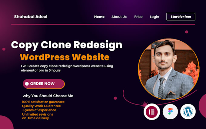 Gig Preview - Create copy clone redesign wordpress website using elementor pro in 5 hours