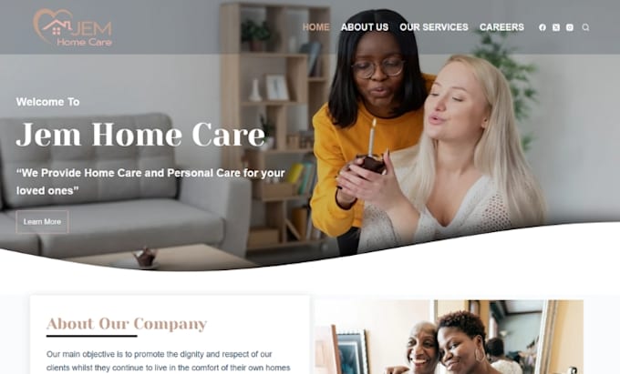 Gig Preview - Homecare website eldery care website senior care and assisted living website