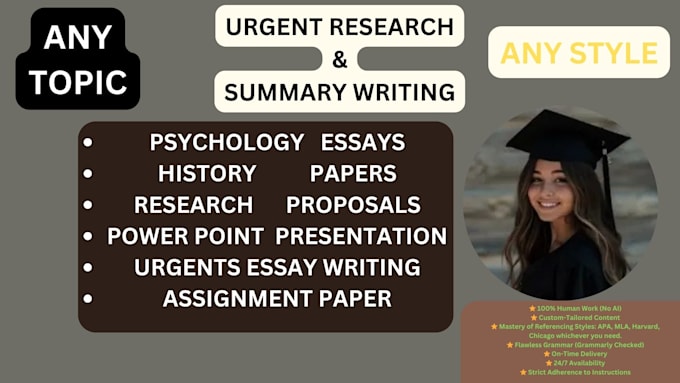 Gig Preview - Provide excellent research and summary writings within 24 hours