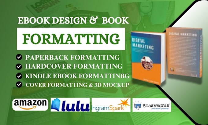 Gig Preview - Do book formatting and design ebook using designrr indesign canva google docs