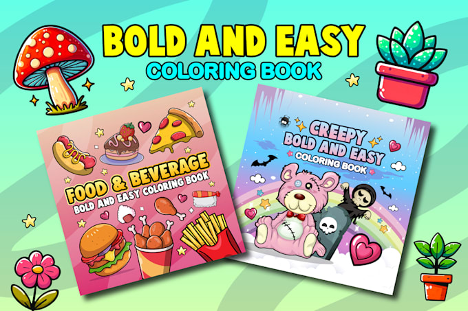 Gig Preview - Draw custom bold and easy cozy coloring book pages for amazon KDP