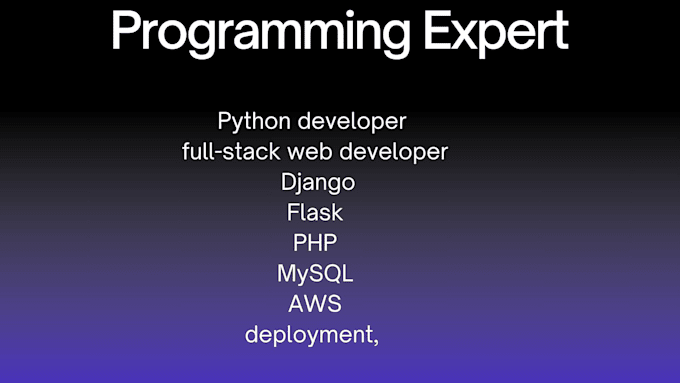 Gig Preview - Be your python django database flask mysql developer