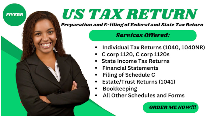 Gig Preview - Prepare and e file US tax return for individual and business 1040, 1120, 1065