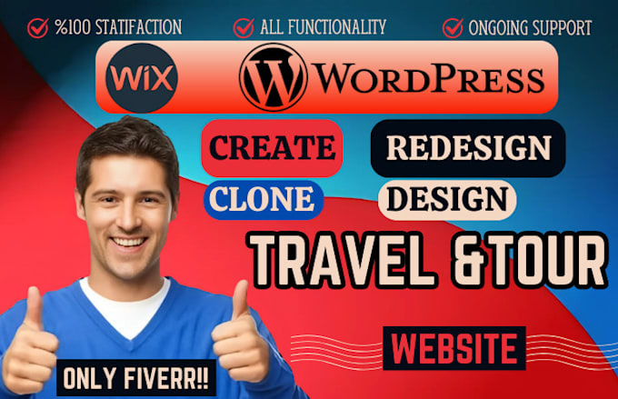 Gig Preview - Build tailored wix or wordpress travel sites for tour operators and guides