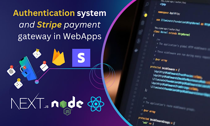 Gig Preview - Do stripe integration and authentication system in react, next and firebase