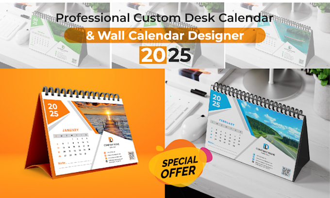 Gig Preview - Do professional custom desk calendar and wall calendar designer 2025