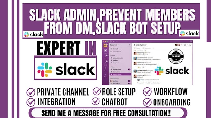 Bestseller - be your slack admin, create workspace slack channel, do onboarding, slack expert