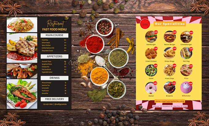 Gig Preview - Do digital restaurant food menu board flyer signage design for static tv screen