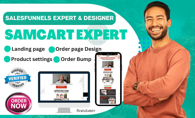 Gig Preview - Redesign samcart product landing page,sam cart checkout,order bumb offer,upsell